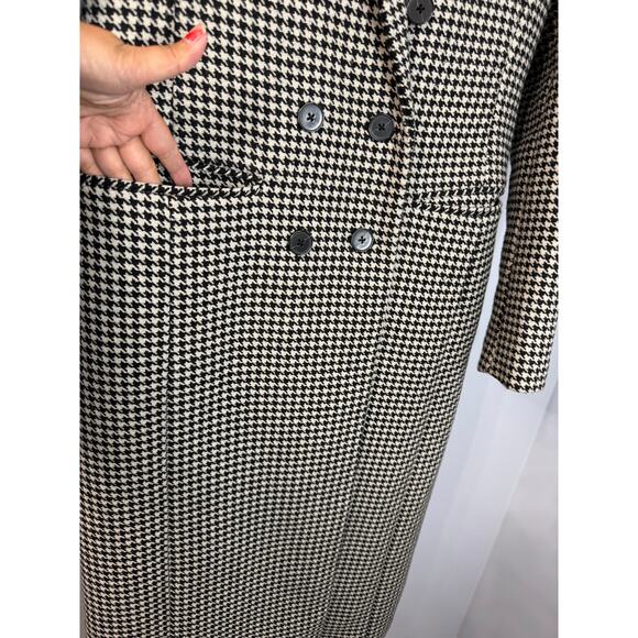 Banana Republic Double Breasted Houndstooth Coat Jacket Classic Black Cream XS - Picture 5 of 12